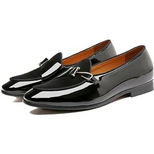 Dcbdx Heren Loafers Mocassins Mode Suède Leer Lakleer Oxfords Schoenen Ademende Instappers,zwart,45 EU
