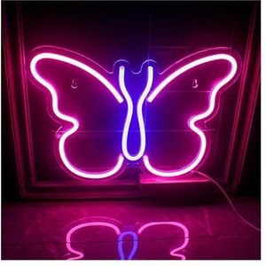 Hangende kunst neonreclames Led-neonbord Vlinderontwerp Acryl Neonlamp USB Met Schakelaar Neon Muur Hanglamp Art Room Decor