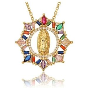 Religieuze sieraden for dames Koper Microset Zirkonia Madonna Hanger Gelovige ketting Feestvakantiecadeaus (Color : 45cm_D352)