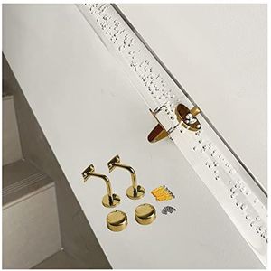 Trapleuningset van transparant acryl op maat - wandmontage, antislip, 480-610 cm(Gold Bracket,220cm(7.2ft))