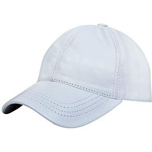 Mannen en vrouwen echte nappaleder verstelbare golf snapback effen honkbal cap, Kleur: wit, One Size