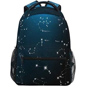 OOWOW Schoolrugzak Galaxy Star Space 12 sterrenbeeld dagrugzak lichtgewicht waterdichte college laptop rugzak basisschool schoudertas grote boekentas voor kinderen tieners, Meerkleurig, Eén maat,