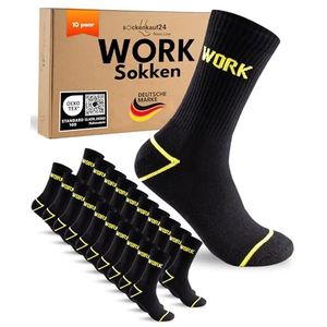 10 Paar Werksokken Heren Katoen WORK Socks 39-42 Zwart