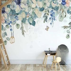 Vintage Planten Bladeren Bloemen Vlinders 3D Behang Mobili Kantoor Woonkamer Bank Sofa Slaapkamer TV Achtergrond Muur Decoratie-150cm×105cm