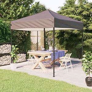 Homgoday Opvouwbare partytent, taupe, 3 x 3 m, meubels, outdoortent voor privacy, tent voor tuin, balkon, zonnezeil voor buiten, zijluifel voor terras in de open lucht, taupe