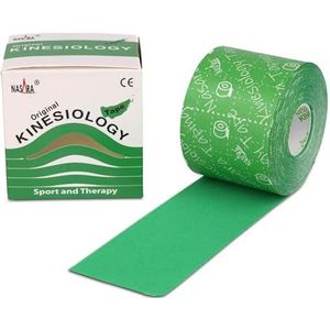 Nasara Originele kinesiologie fysio tape voor sport en geneeskunde, rol grootte 5cm x 5m, groen