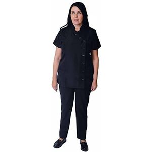 Black Beauty Tuniek Spa Salon Schoonheidsspecialist Tuniek Nagelmassage Therapeut Zwart Uniform (Maten Bereik 8-22), Zwart, 44