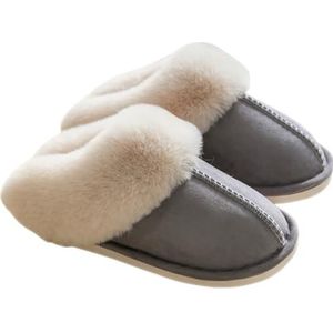 BOSREROY Harige comfortabele uniseks huisslippers ademend warm zachte pantoffels casual slip on winter fuzzy, Grijs, One Size