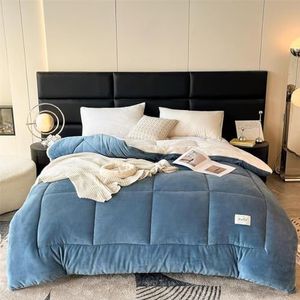 Comforter, Thicken Lamb Cashmere Winter Double Bed fluffy blanket, Reversible Thermal Wooly Blankets, Thick Warm Cashmere Blanket Bedding, Winter Quilt Dekbed (150x200 cm (2 kg),Blauw)