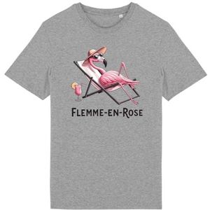 T-shirt Flemme in roze, voor heren, bedrukt in Frankrijk, 100% biologisch katoen, cadeau voor verjaardagsdieren, origineel grappig, Grijs, L