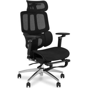 MUSSO H80 Pro Ergonomische bureaustoel, mesh bureaustoel met 3-zones, dynamische lendensteun, 4D-armleuning, 5-traps verstelbare rugleuning, verstelbare hoofdsteun en intrekbare voetsteun voor thuis