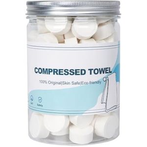 Ingeblikte gecomprimeerde handdoeken, 100 stuks wegwerp gecomprimeerde gezichtshanddoek draagbaar mini muntweefsel voor reizen, sport, kamperen, buitenactiviteiten