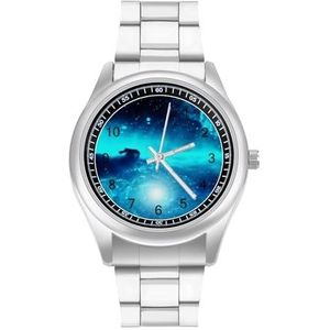 Blauwe Galaxy Klassieke Heren Horloges voor Vrouwen Casual Mode Zakelijke Jurk Horloge Geschenken