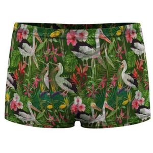 Tropische natuur patroon met Pelikanen heren boxershorts sexy shorts mesh boxers ondergoed ademende onderbroek string