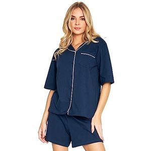 CityComfort Dames Pyjama's Zomer Nachtkleding 2 Stuk 100% Katoen Button Down Korte PJ's voor Vrouwen Sets Zacht Ademend Lounge Wear Schattige Pyjama's Maten S-XL Korte Mouw Slaapkleding (Marine, M)