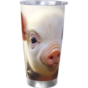 FHEBNDS 20oz beker met deksel en rietje, roestvrij staal geïsoleerde koffiemok, dubbelwandige vacuüm reizen thermische bekers schattige boerderij dier reismok lekvrije auto beker geschenken