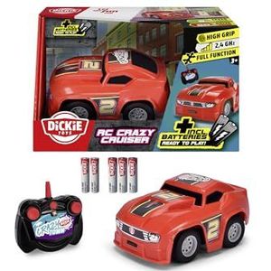 Dickie Toys - RC Auto Crazy Cruiser (12 cm) - op afstand bestuurde auto vanaf 3 jaar in rode racewagenlook, Remote Control Car voor kinderen, 8 km/h, 2,4 GHz afstandsbediening, incl. batterijen