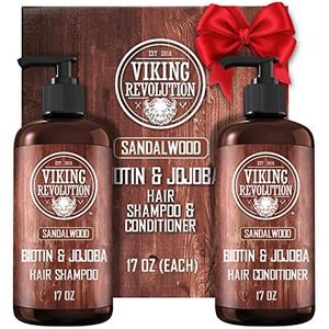 Viking Revolution - Hydraterende en versterkende shampoo en conditioner voor heren, 2 x 500 ml, met vitamine B5, biotine en jojobaolie