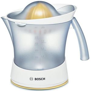 Bosch VitaPress MCP3500N citruspers, universele perskegel voor kleine en grote vruchten, vruchtvleesregeling, hoge sapopbrengst, sapcontainer van 0,8 l, vaatwasmachinebestendig, 25 W, wit/geel