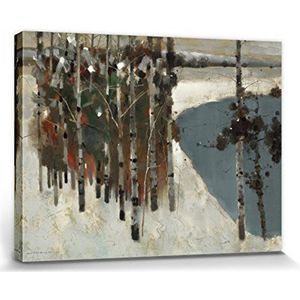 1art1 Bomen Poster Kunstdruk Op Canvas Winter Birch Trees At The Lake, Law Wai Hin Muurschildering Print XXL Op Brancard | Afbeelding Affiche 80x60 cm