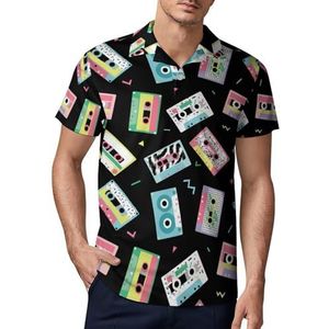 Retro jaren 80 stijl audio cassette heren golfpoloshirt slim fit T-shirts korte mouw casual print tops 4XL
