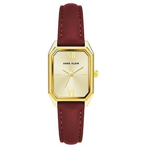 Anne Klein Vrouwen lederen band horloge, Rood/Goud, riem