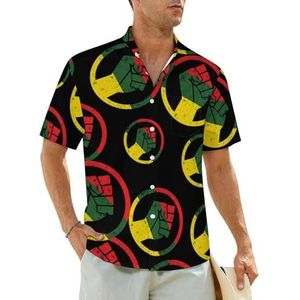Rasta Black Power FIST Fits herenoverhemden met korte mouwen, strandshirt, Hawaiiaans shirt, casual zomershirt, L