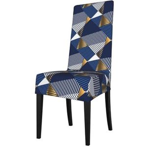 KemEng Goud en blauw luxe naadloze, stoelhoezen, stoelbeschermer, stretch eetkamerstoelhoes, stoelhoes voor stoelen
