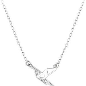 Kettingen voor vrouwen, Dames kettingen Boutique hanger 925 zilver minimalistische papieren kraanvogels for dames Rose goud zilver choker Collares Wish The for dames/zilver / 40 cm voeg 5 cm toe