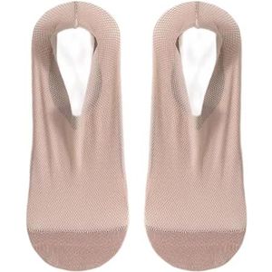 AJTUTUS Mannen Onzichtbare Antislip Low Cut Sokken Nylon Mesh Ventilatie Zachte Katoen Voetbed Enkelsokken Voor Dagelijkse Slijtage Sport, Kaki, One size