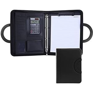 Business Portfolio Padfolio Conferentiemap Documentenmap Van Leer Business Rits Portfolio Met Ritssluiting Incl Rekenmachine En A4-notitieblok Schrijfmap Ringband A4 (Color : Black, Size : 12-digit