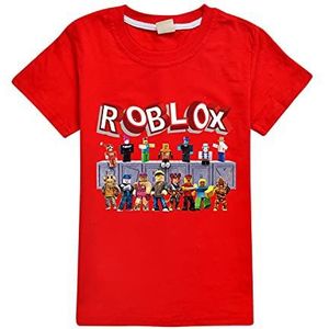 Kinderen Jongens Ro-blox T-Shirts Zomer Casual Tops Grafische Katoenen Tees Verjaardag Game Gift, Rood, 12-13 jaar