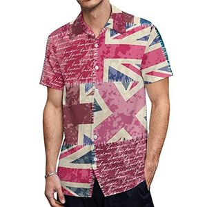 Vintage Londen Britse Vlag Heren Hawaiiaanse Shirts Korte Mouw Casual Shirt Button Down Vakantie Strand Shirts 4XL