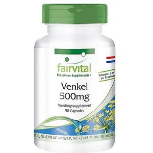 Fairvital | Venkel 500mg - Foeniculum vulgare Miller - VEGAN - zonder magnesiumstearaat - voedingssupplement - 90 capsules