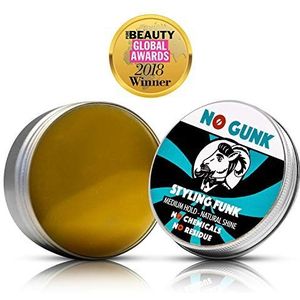 NO GUNK Styling Funk - 100% Natural Styling Wax/Pomade for Hair & Beard - Medium Hold - Natural & Organic Ingredients - Winner, Best Male Hair Product 2018, PURE Beauty Global Awards (Original, 50g)