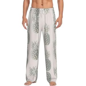 Mooie Ananas Mannen Lange Lounge Wear Broek Nachtkleding Pyjama Bottoms Nachtkleding Nachtkleding Met Zakken En Trekkoord, Wit, S