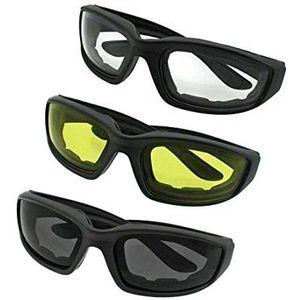N&F 3 paar set motorbril voor mannen en vrouwen, gele glazen, bikerbril, zonnebrillen