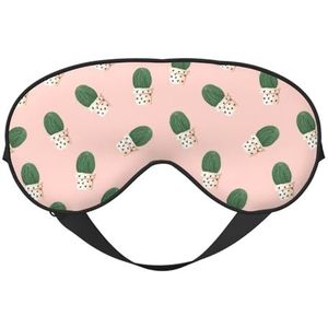 Cactus Roze Print Comfortabele Oogmasker Volledige Dekking Lichtgewicht Mannen Vrouwen Outdoor Reizen Ontspanning