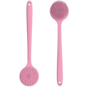 Shower Back Bath Brush, Never Moldy Shower Back Brush Back Scrubber, Men's and Women's Shower Back Brush (Color : Pink)