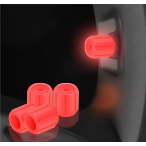 Waterdichte Lichtgevende Ventieldoppen For Autobanden, Lichtgevende Ventieldoppen For Banden, Universele Pasvorm, Ventieldoppen For Auto's, Vrachtwagens, SUV's, Motorfietsen(Red,4pcs)