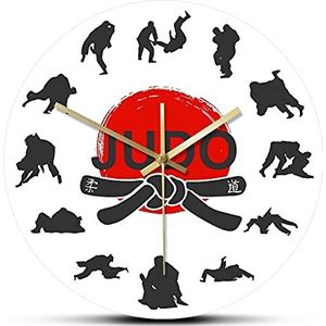 xinxin Wandklok Japanse Martial Arts Judo Wandklok Jongens Kamer Jiu-Jitsu Sport Vechten Art Decor Opknoping Stille Niet-tikkende Klok Wandhorloge