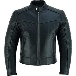 PROANTI Leren motorjack, bikerjack, elegante motorfiets chopper leren jas, zwart, M