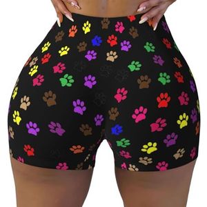 Jkkghll Pootafdruk Workout Shorts Stijlvolle Fitness Training Zomer Workouts Gym Sessies Dagelijks Dragen, Zwart, S