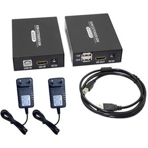 NONDK 60 m KVM-extender, compatibel met USB KVM Extender, Ethernet-zender, ontvanger, EU-stekker