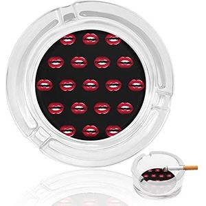 Rode Lippen Glazen Asbak Indoor Outdoor Wasbare Eenvoudige Ronde Ash Trays Gift voor Mannen