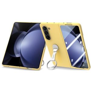 Telefoon Flip Case Cover, Slanke hoes compatibel met de Samsung Galaxy Z Fold 5 hoes met buitenste schermbeschermer en standaard Anti-drop beschermende achterkant Ultradunne harde pc-hoes (Color : Ye