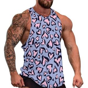 Hart Leopard Skin Heren Tank Top Grafische Mouwloze Bodybuilding Tees Casual Strand T-Shirt Grappige Gym Muscle