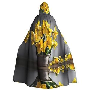 Bxzpzplj Boeket Narcissen Hooded Mantel Voor Mannen En Vrouwen, Volledige Lengte Halloween Maskerade Cape Kostuum, 185cm