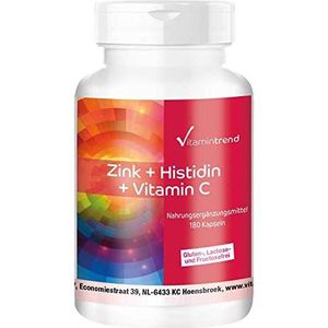 Zink + Histidine + Vitamine C - hooggedoseerd - veganistisch - 180 capsules - voor het immuunsysteem | Vitamintrend®