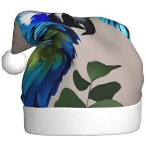 SSIMOO Blauwe papegaai knuffelen 1 pluche kerstmuts voor volwassenen, feestelijke feesthoed, ideaal feestaccessoire voor bijeenkomsten
